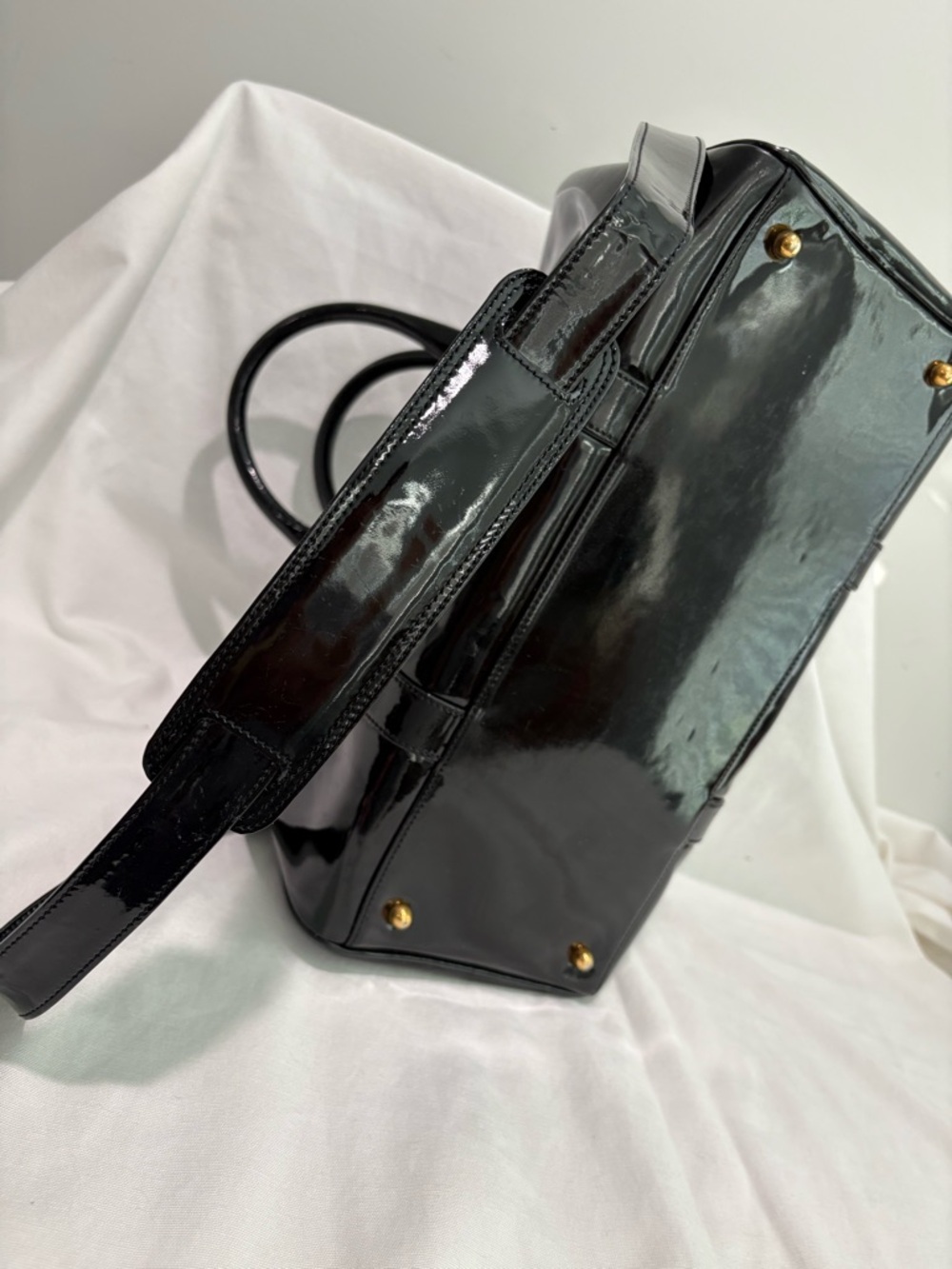 Authentic Chanel Patent Leather Bowler travel  Bag with certificate black Boston - Picture 13 of 16